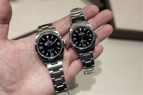 rolex explorer size comparison|rolex explorer 36 vs 40.